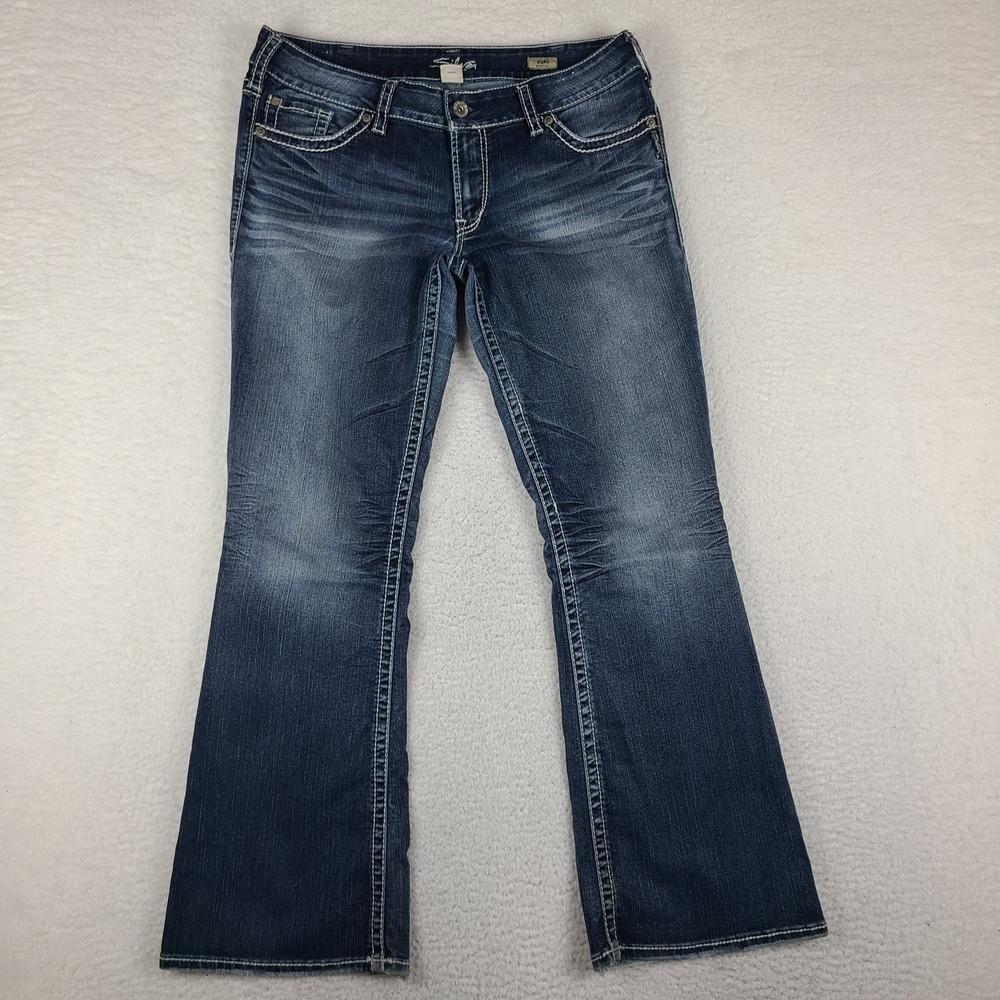 Silver Jeans Womens 34x32 Blue Suki Boot Cut Dark Wash Denim